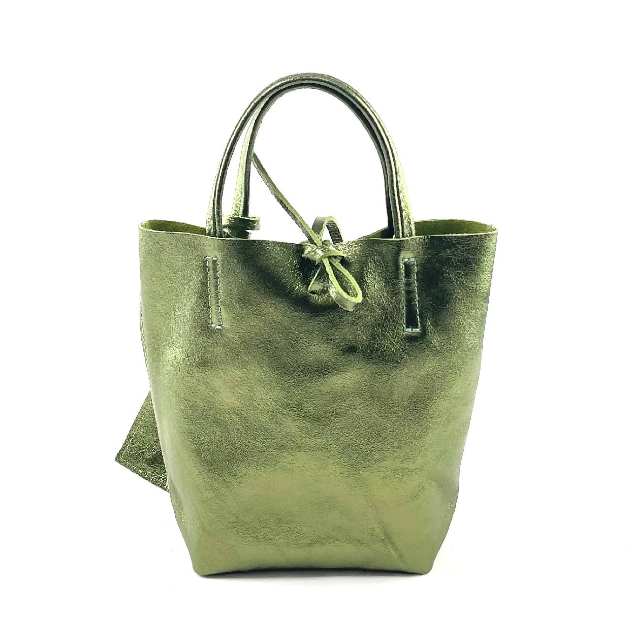 Shopper Crossbody - SHOPPER MINI LAMINATO - Tote Bag Genuine Leather