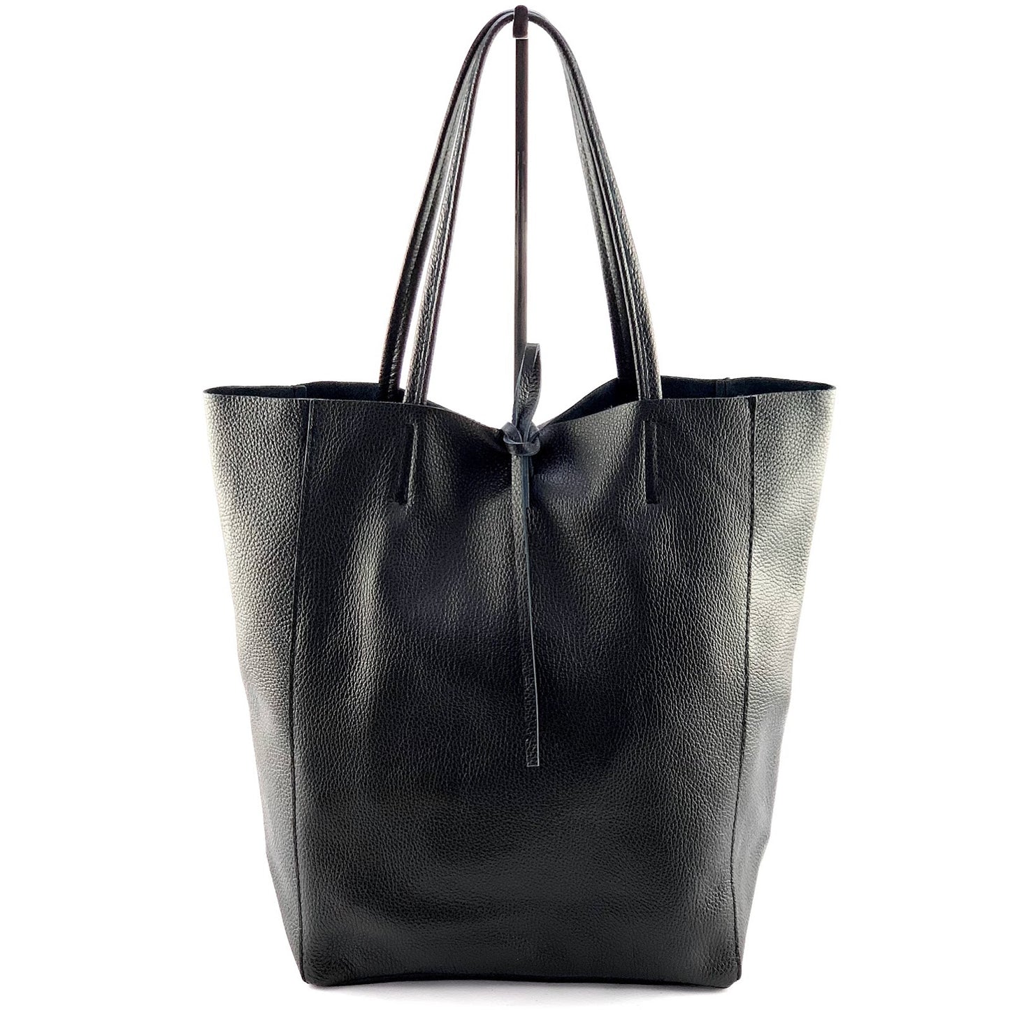 borsa a spalla - SHOPPER BIG - tote bag genuine leather - nero